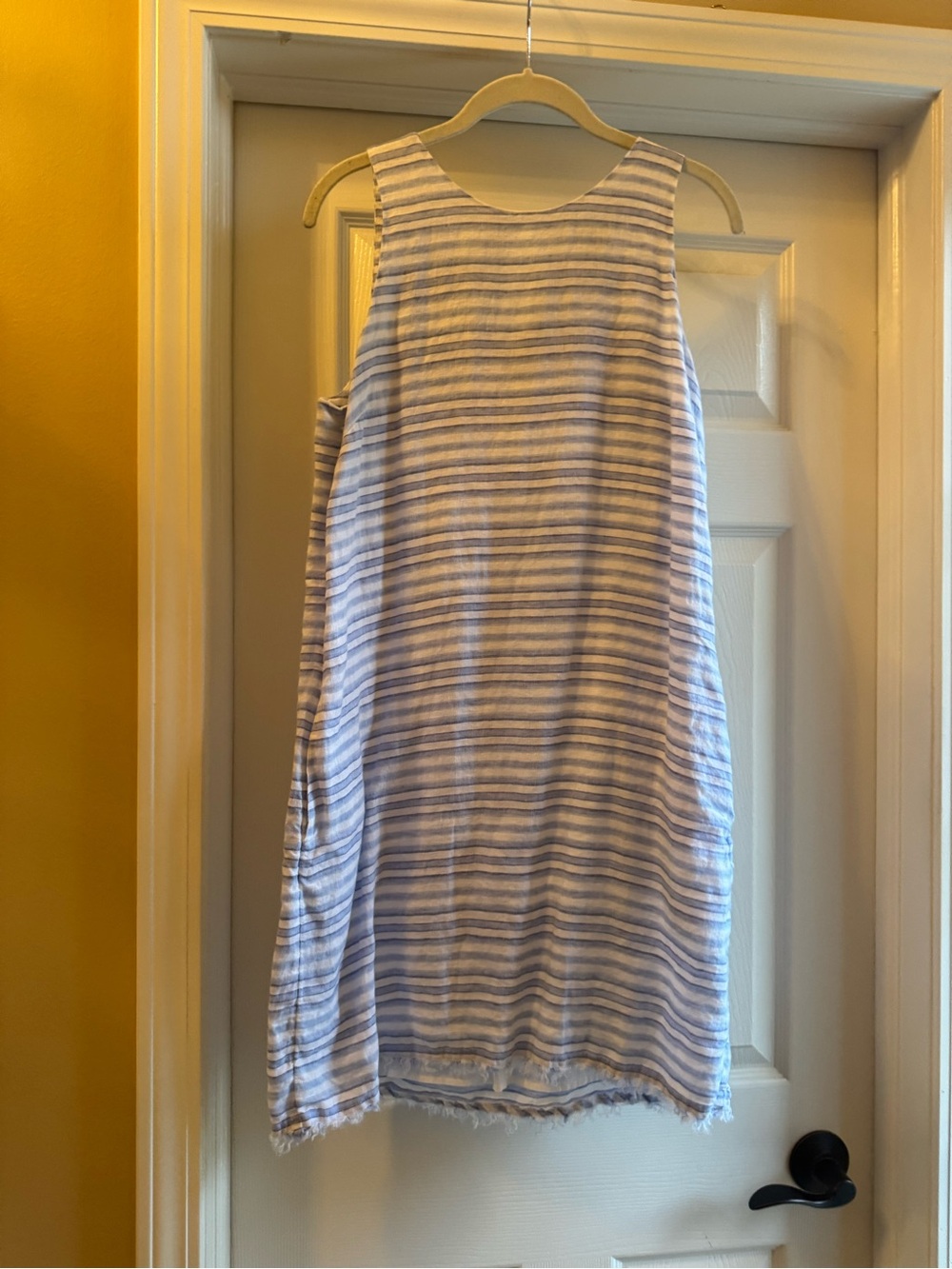 Tommy Bahama Bella Hermosa Blue and White Striped Sleeveless Linen Dress